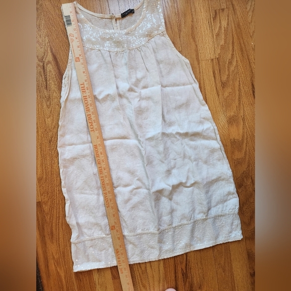 Lungo L'Arno Linen  Shift Dress Sequins Beach Resort Event Size Small - Picture 8 of 9
